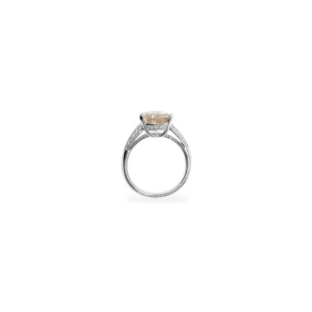 Bague Isabelle Barrier en or blanc, diamants et morganite, taille 53