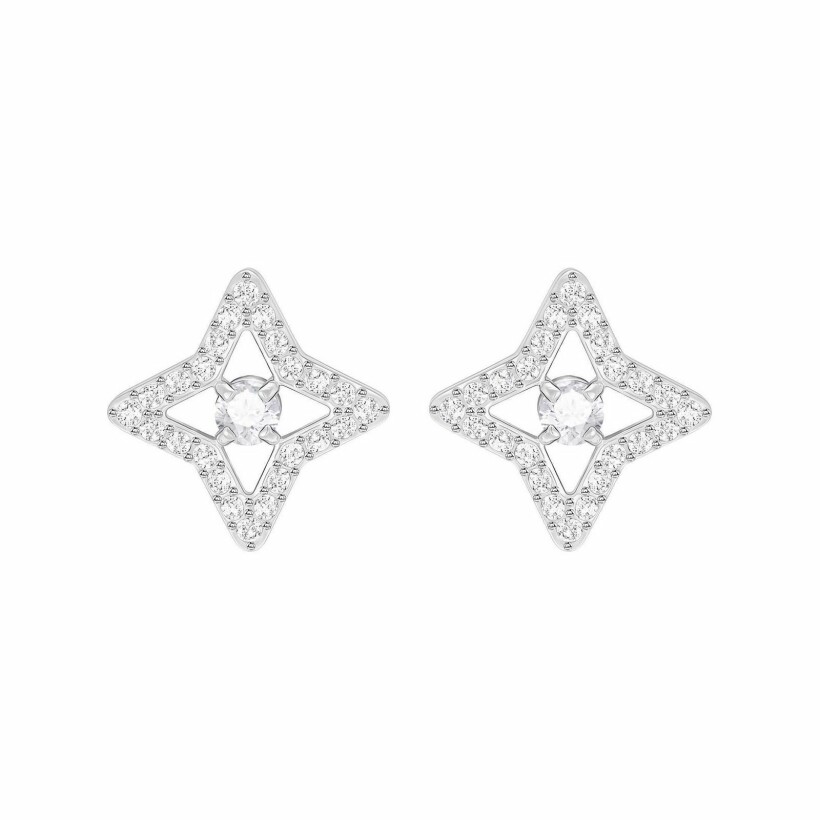 Boucles d'oreilles Swarovski en métal rhodié et cristaux Swarovski
