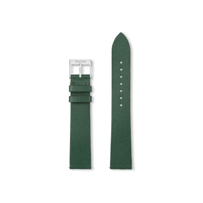 Bracelet montre Rochet Roma en cuir saffiano ego satiné vert empire - 18mm