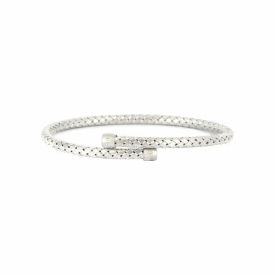 bracelet jonc maille tissée satinée en argent