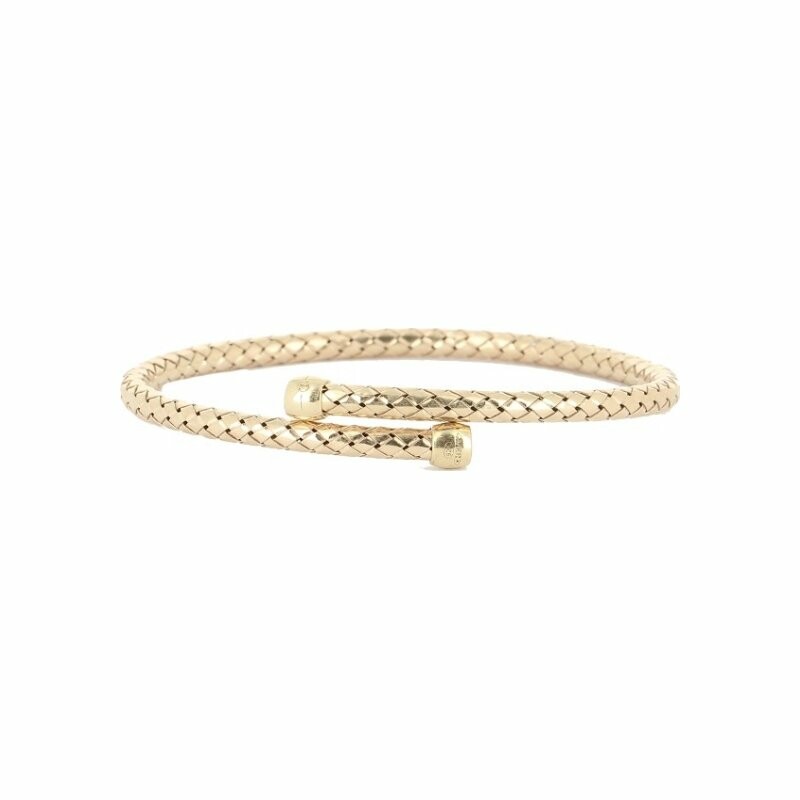 Golden woven mesh bangle bracelet in silver