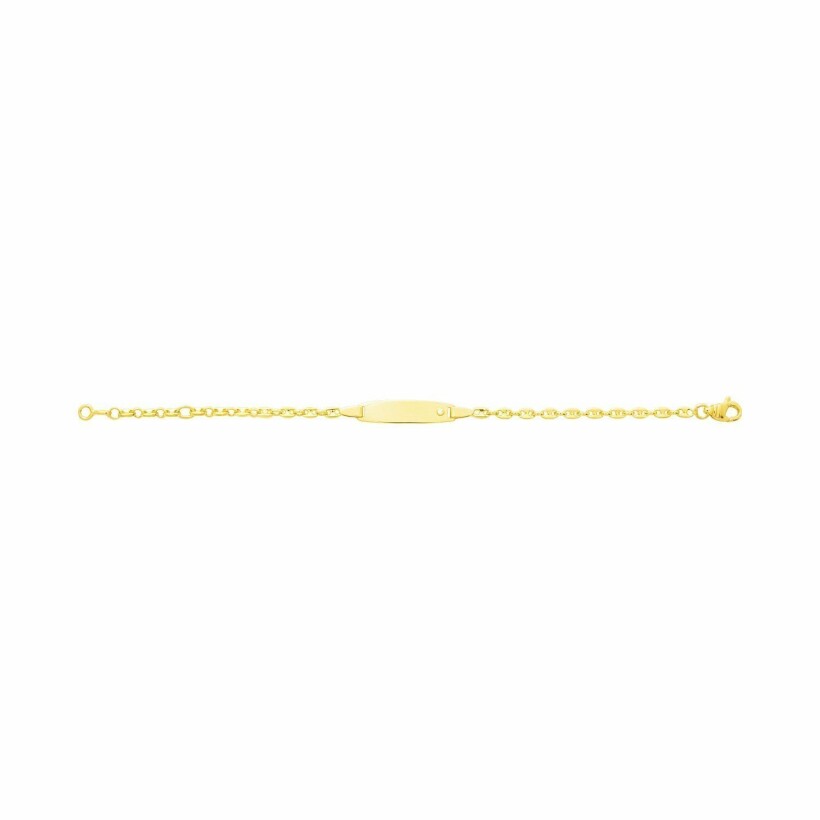 Gourmette en or jaune et diamant de 0.01ct, 14cm