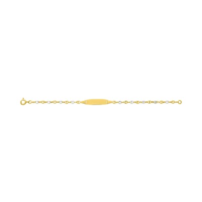 Gourmette Bébé en or jaune et or blanc, taille 13cm