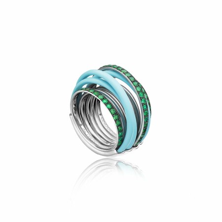 Bague de GRISOGONO Allegra en or blanc, tsavorites et ceramique