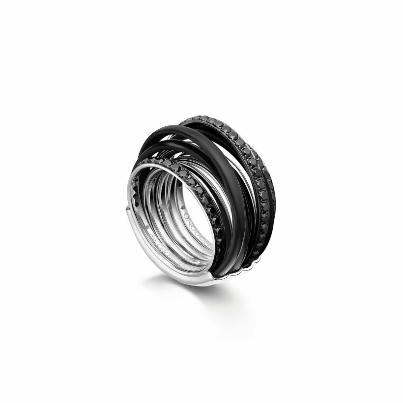 GRISOGONO Allegra ring, white gold, black diamonds, ceramic