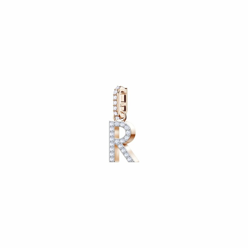 Charm Swarovski Remix Collection R en métal doré rose et cristaux Swarovski
