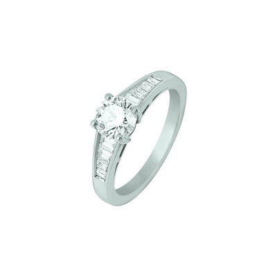 Bague Ph.Tisseront en or blanc et diamants taille baguette, taille 55