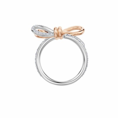 Bague Swarovski Lifelong Bow en cristaux Swarovski et métal, métal doré rose, taille 55