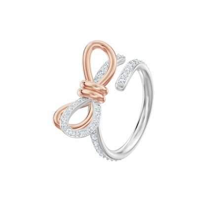 Bague Swarovski Lifelong Bow en cristaux Swarovski et métal, métal doré rose, taille 55