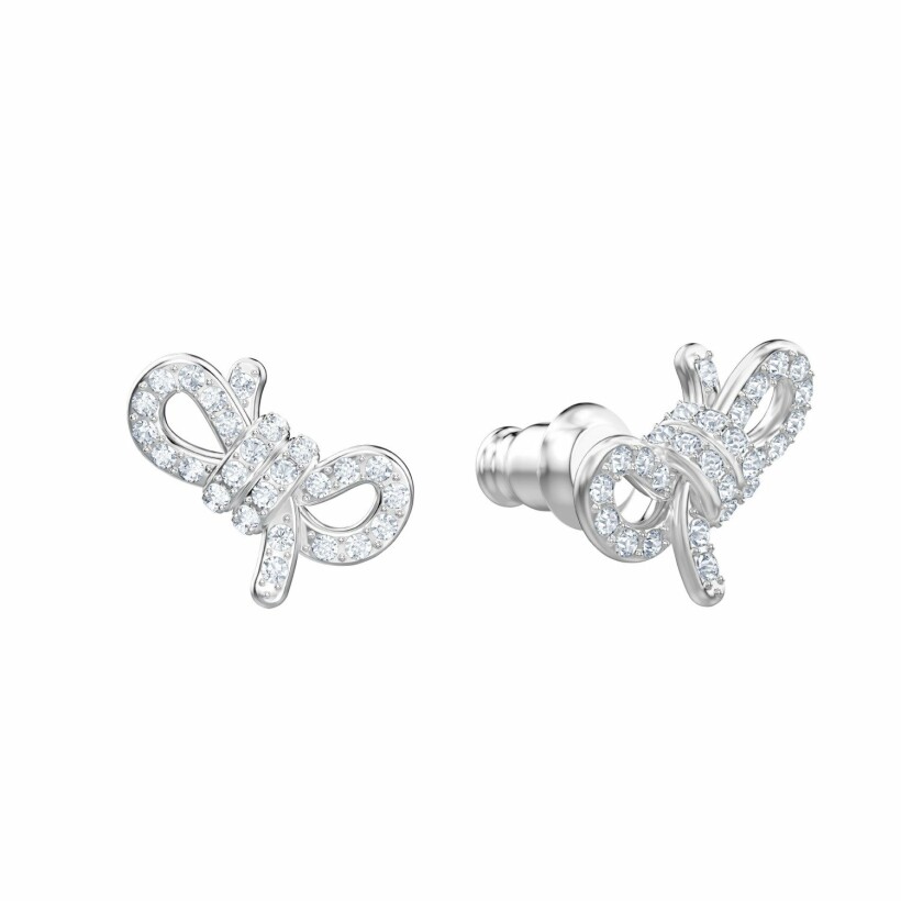 Boucles d'oreilles Swarovski Lifelong Bow en cristaux Swarovski et en métal rhodié