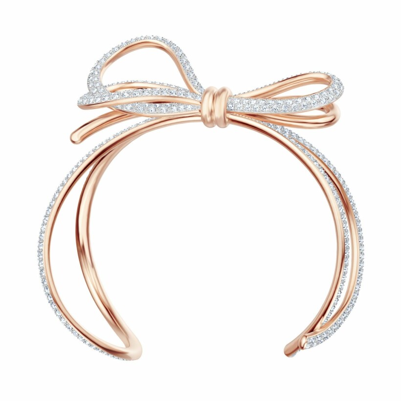 Bracelet manchette Swarovski Lifelong Bow métal doré rose et cristaux Swarovski