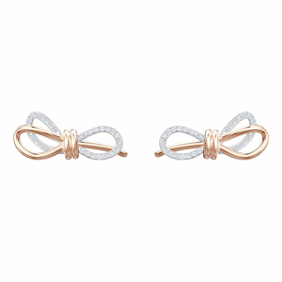 Boucles d'oreilles Swarosvki Lifelong Bow en cristaux Swarovski, métal rhodié et métal doré rose