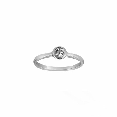 Solitaire Ph. Tisseront en or blanc et diamant serti clos de 0.3ct