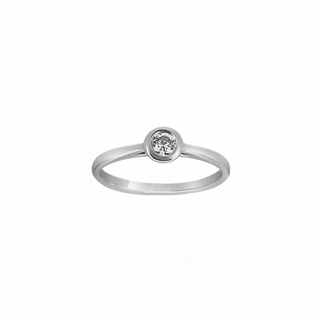 Solitaire Ph. Tisseront en or blanc et diamant serti clos de 0.3ct