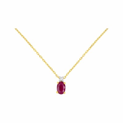 Collier en or jaune, or blanc, rubis et diamants de 0.008ct