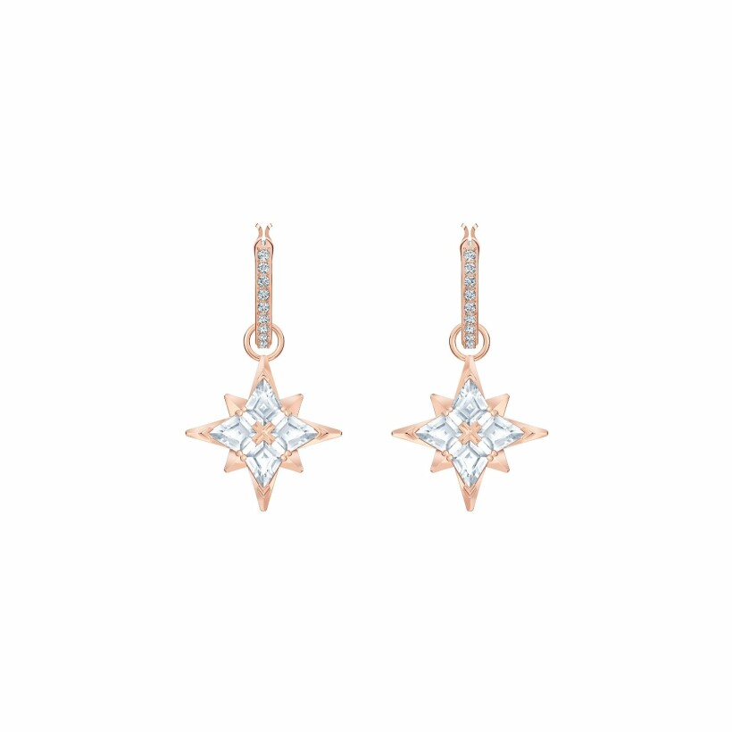 Boucles d'oreilles créoles Swarovski Symbolic Star en métal doré rose et cristaux Swarovski
