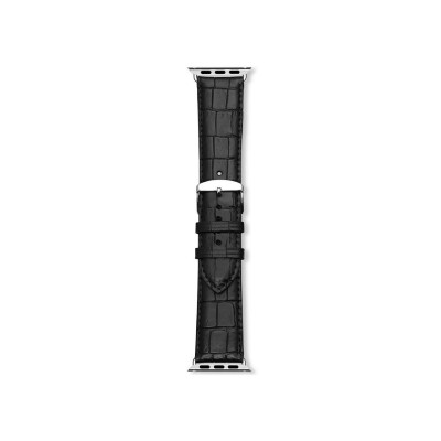 Bracelet montre Rochet Charleston XL en cuir grain alligator satiné noir - 22mm