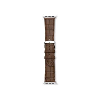 Bracelet montre Rochet Charleston XL en cuir grain alligator satiné cognac - 24mm
