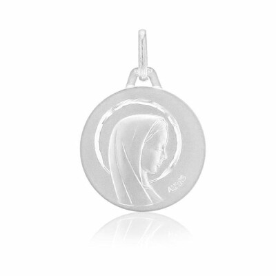 Médaille de baptême Augis Vierge auréolée en or blanc, 16mm