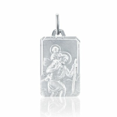 Médaille de baptême Augis Saint Christophe en or blanc, 18mm