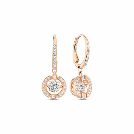 Boucles d'oreilles Swarovski Sparkling Dance blanc, métal doré rose en cristaux Swarovski