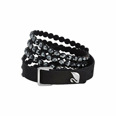 Bracelet Swarovski Power Collection en tissu Alcantara noir et cristaux Swarovski