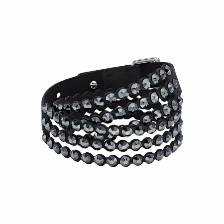 Bracelet Swarovski Power Collection en tissu Alcantara noir et cristaux Swarovski