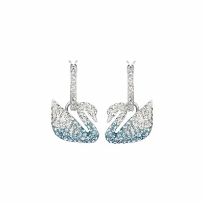 Boucles d'oreilles Swarovski Iconic Swan en métal rhodié et cristaux Swarovski