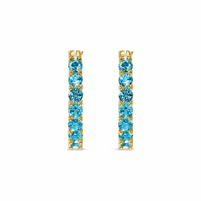 Boucles d'oreilles créoles Swarovski Vittore en métal doré et cristaux Swarovski aiguemarine turquoise