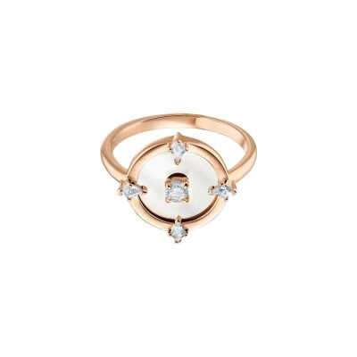 Bague Swarovski avec motif North en métal doré rose et cristaux Swarovski, taille 52