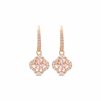 Boucles d'oreilles Swarovski Sparkling Dance Clover en métal doré rose et cristaux Swarovski