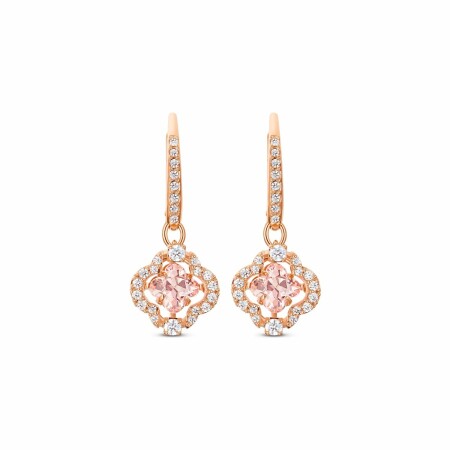 Boucles d'oreilles Swarovski Sparkling Dance Clover en métal doré rose et cristaux Swarovski