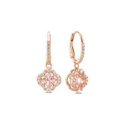 Boucles d'oreilles Swarovski Sparkling Dance Clover en métal doré rose et cristaux Swarovski