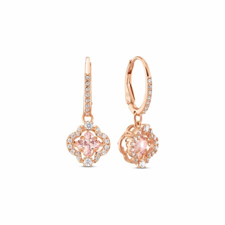 Boucles d'oreilles Swarovski Sparkling Dance Clover en métal doré rose et cristaux Swarovski