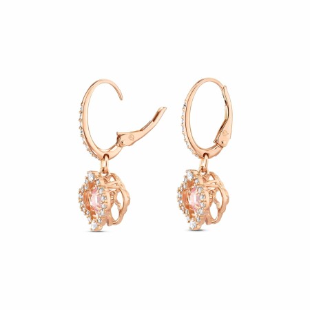 Boucles d'oreilles Swarovski Sparkling Dance Clover en métal doré rose et cristaux Swarovski