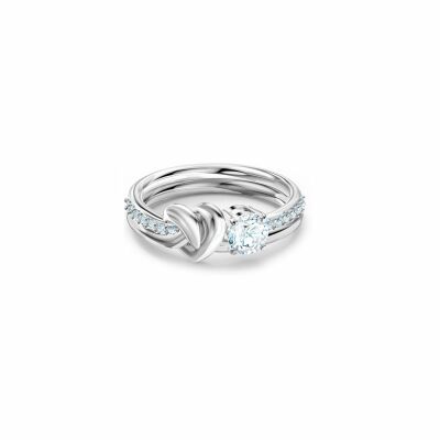 Bague Swarovski Lifelong Heart en métal rhodié et cristaux Swarovski, taille 55