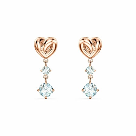 Boucles d'oreilles Swarovski Lifelong Heart en métal doré rose et cristaux Swarovski