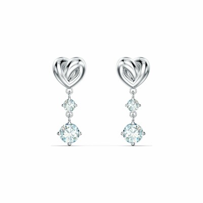 Boucles d'oreilles Swarovski Lifelong Heart en métal rhodié et cristaux Swarovski