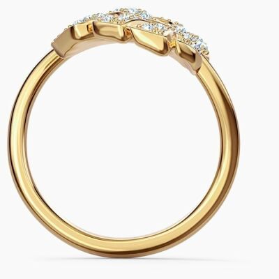 Bague Swarovski Tropical Leaf en métal doré et cristaux swarovski, taille 55