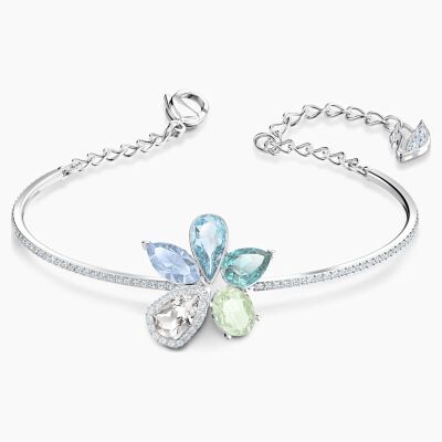 Bracelet jonc Swarovski Sunny en métal rhodié et cristaux Swarovski multicolores