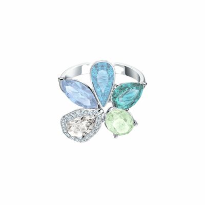 Bague Swarovski Sunny en métal rhodié et cristaux Swarovski, taille 55