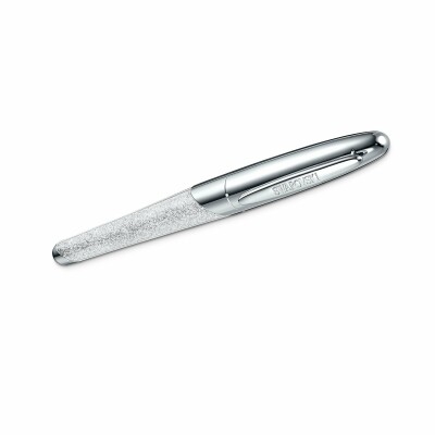 Stylo Roller Swarovski Crystalline Nova blanc en métal chromé et cristaux Swarovski