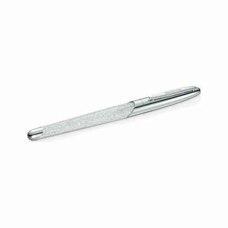 Stylo Roller Swarovski Crystalline Nova blanc en métal chromé et cristaux Swarovski