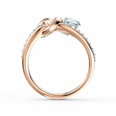 Bague Swarovski Lifelong Heart en métal rhodié et métal doré rose et cristaux Swarovski, taille 58