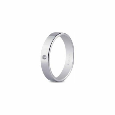 Alliance ruban 4mm en or blanc avec diamant  