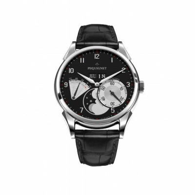 Montre Pequignet Royale grand sport Acier cadran noir