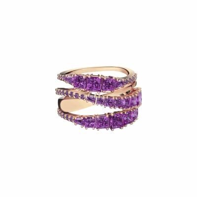 Bague Swarovski Twist Wrap violet en métal doré rose et cristaux Swarovski, taille 58