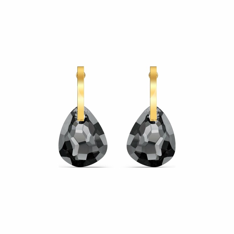 Boucles d'oreilles Swarovski T Bar en métal doré et cristaux Swarovski gris