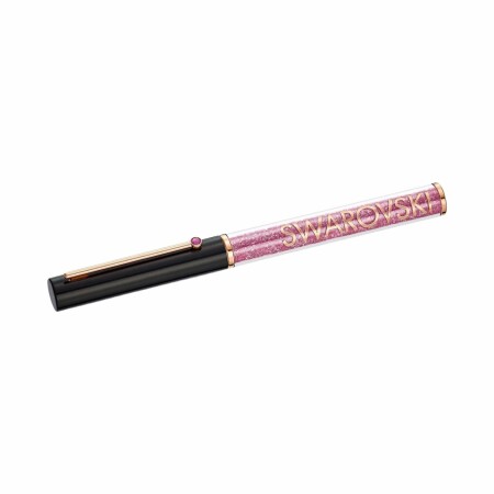 Stylo à bille Swarovski Crystalline Gloss Noir et Rose métal doré rose