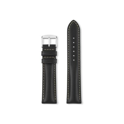 Bracelet montre Rochet Ibiza en cuir déperlant mat noir - 18mm